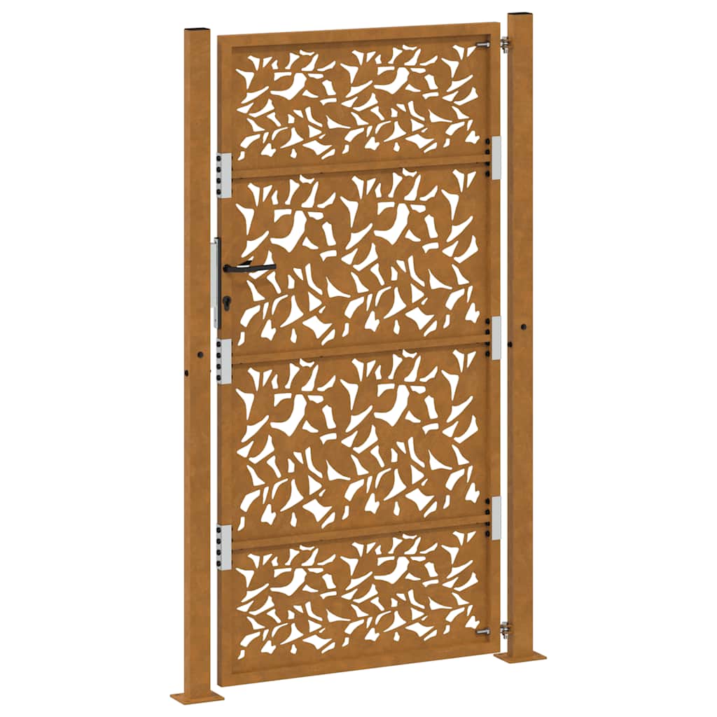 vidaXL Porte de jardin acier résistant aux intempéries design feuilles