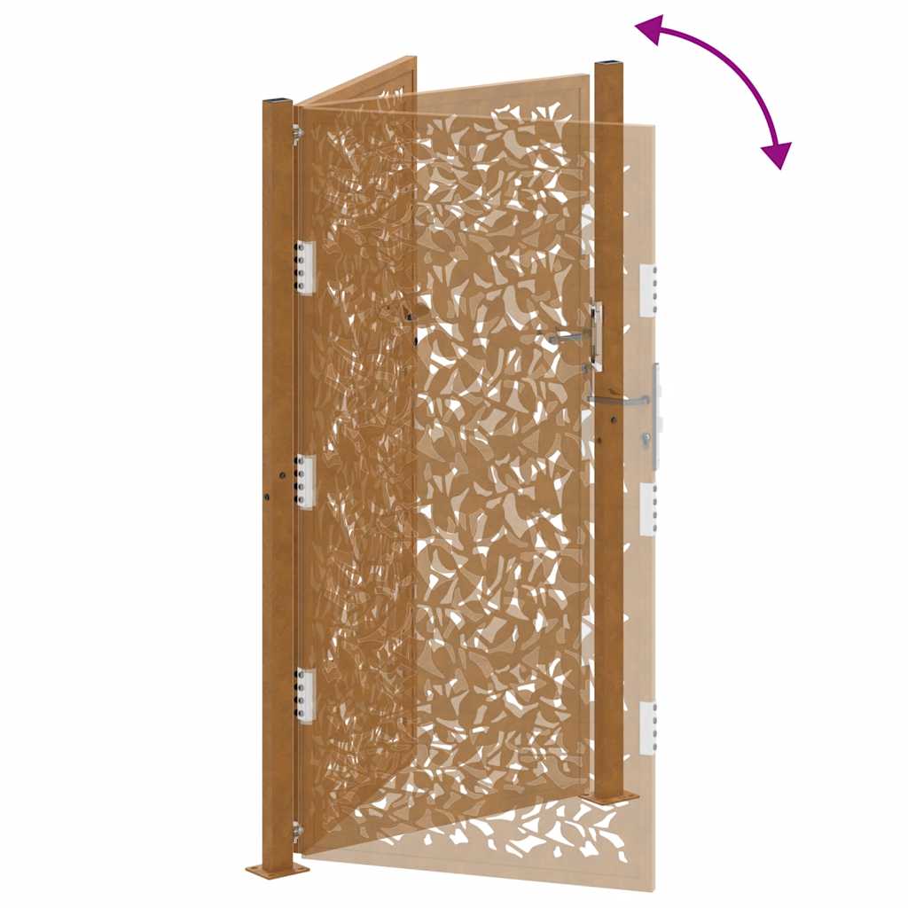 vidaXL Porte de jardin acier résistant aux intempéries design feuilles