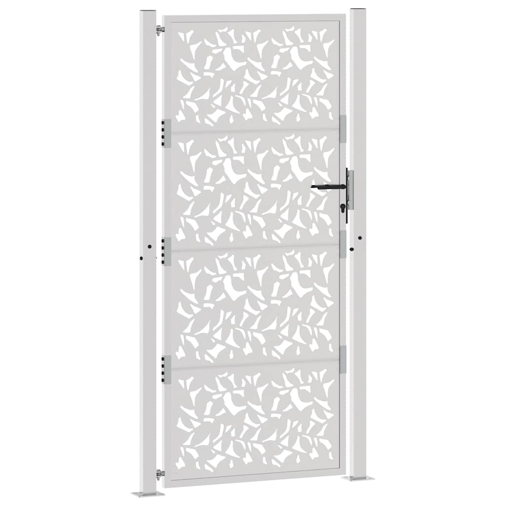 vidaXL Porte de jardin acier résistant aux intempéries design feuilles