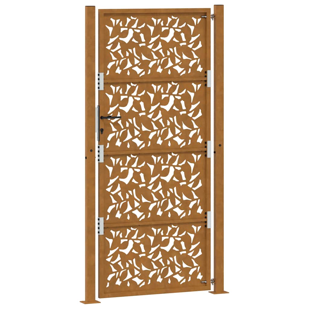 vidaXL Porte de jardin acier résistant aux intempéries design feuilles