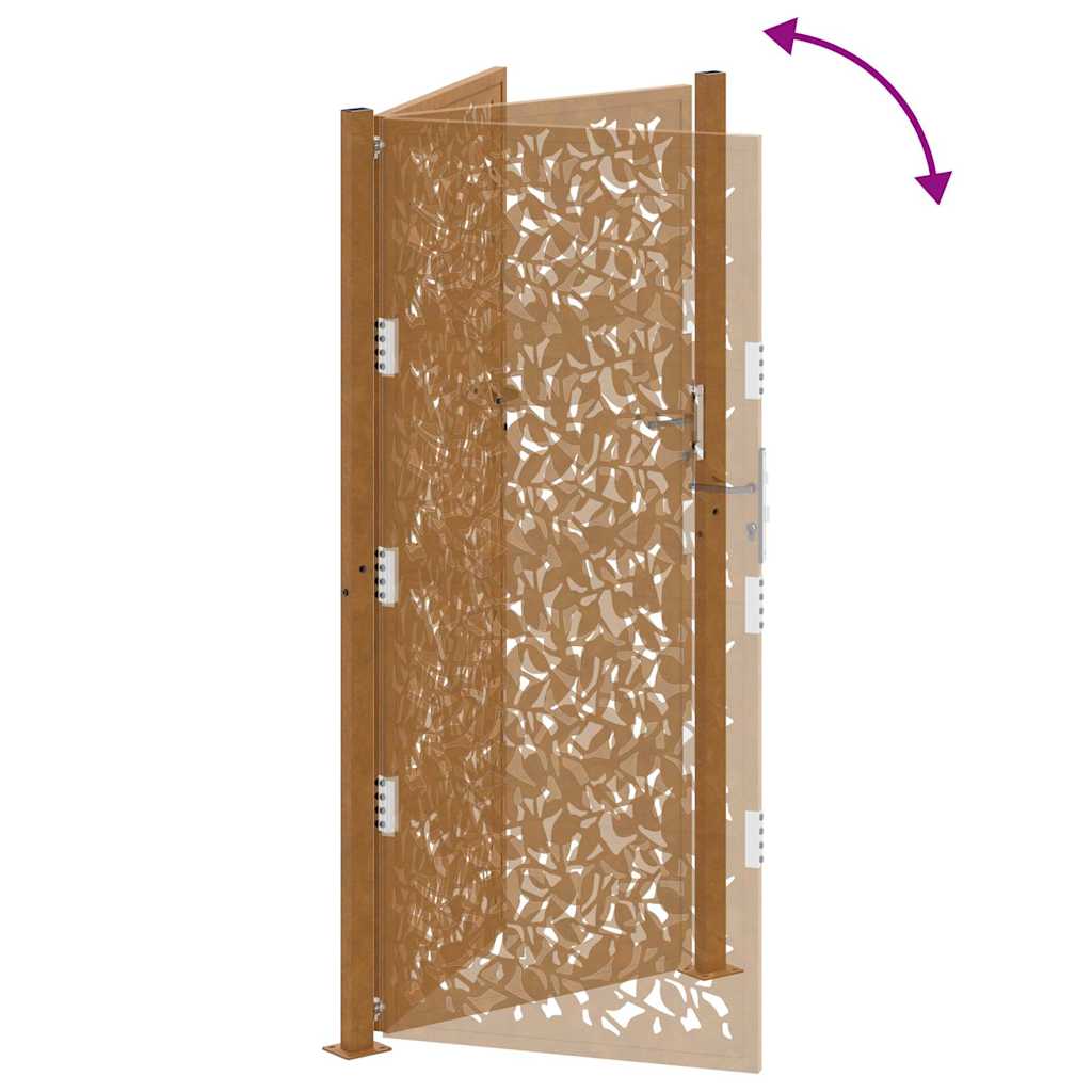vidaXL Porte de jardin acier résistant aux intempéries design feuilles