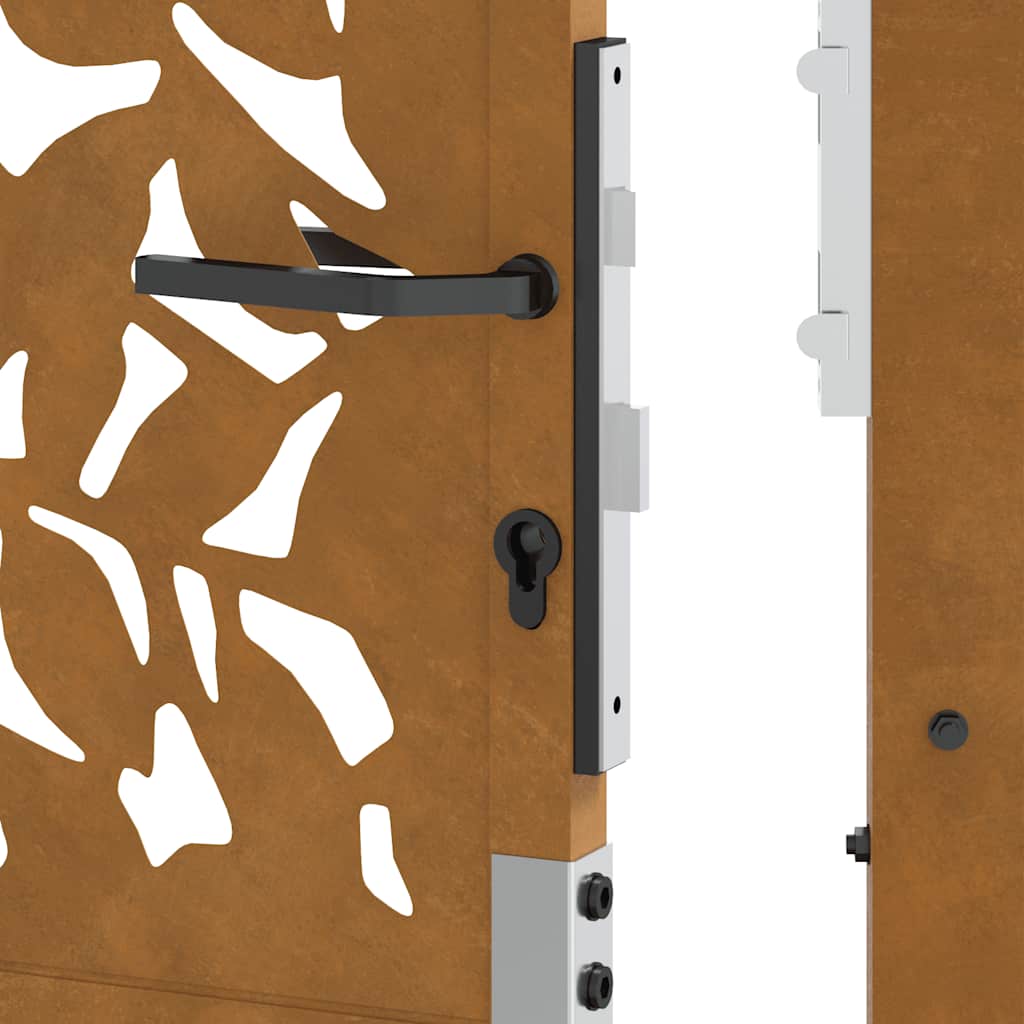 vidaXL Porte de jardin acier résistant aux intempéries design feuilles