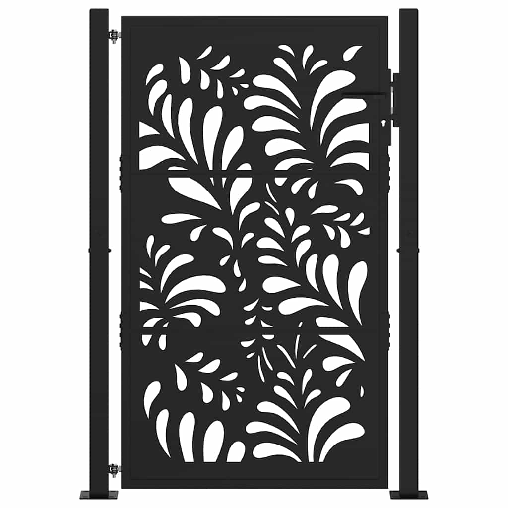 vidaXL Portail de jardin noir 105x155 cm acier conception de vagues