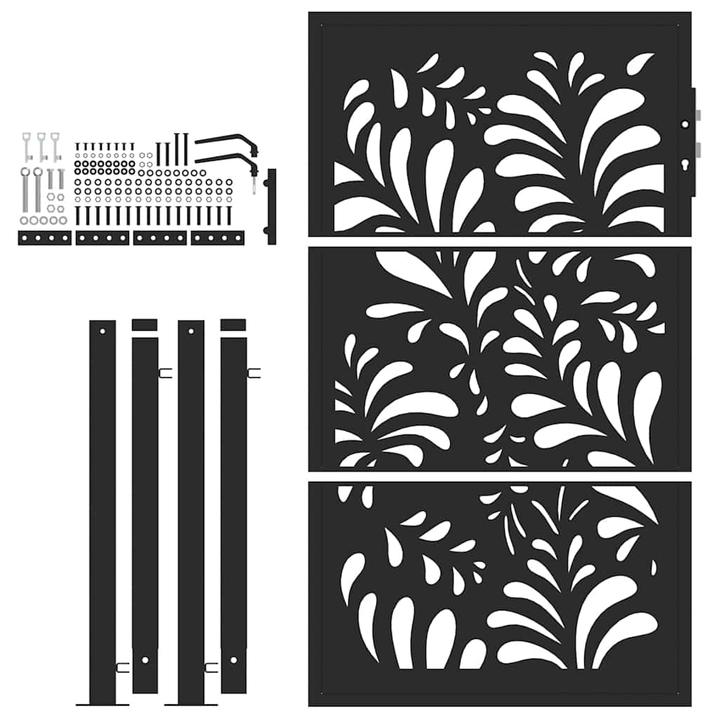 vidaXL Portail de jardin noir 105x155 cm acier conception de vagues