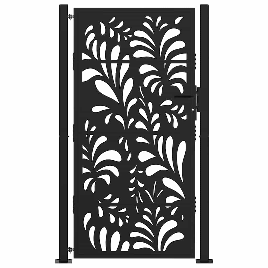 vidaXL Portail de jardin noir 105x180 cm acier conception de vagues