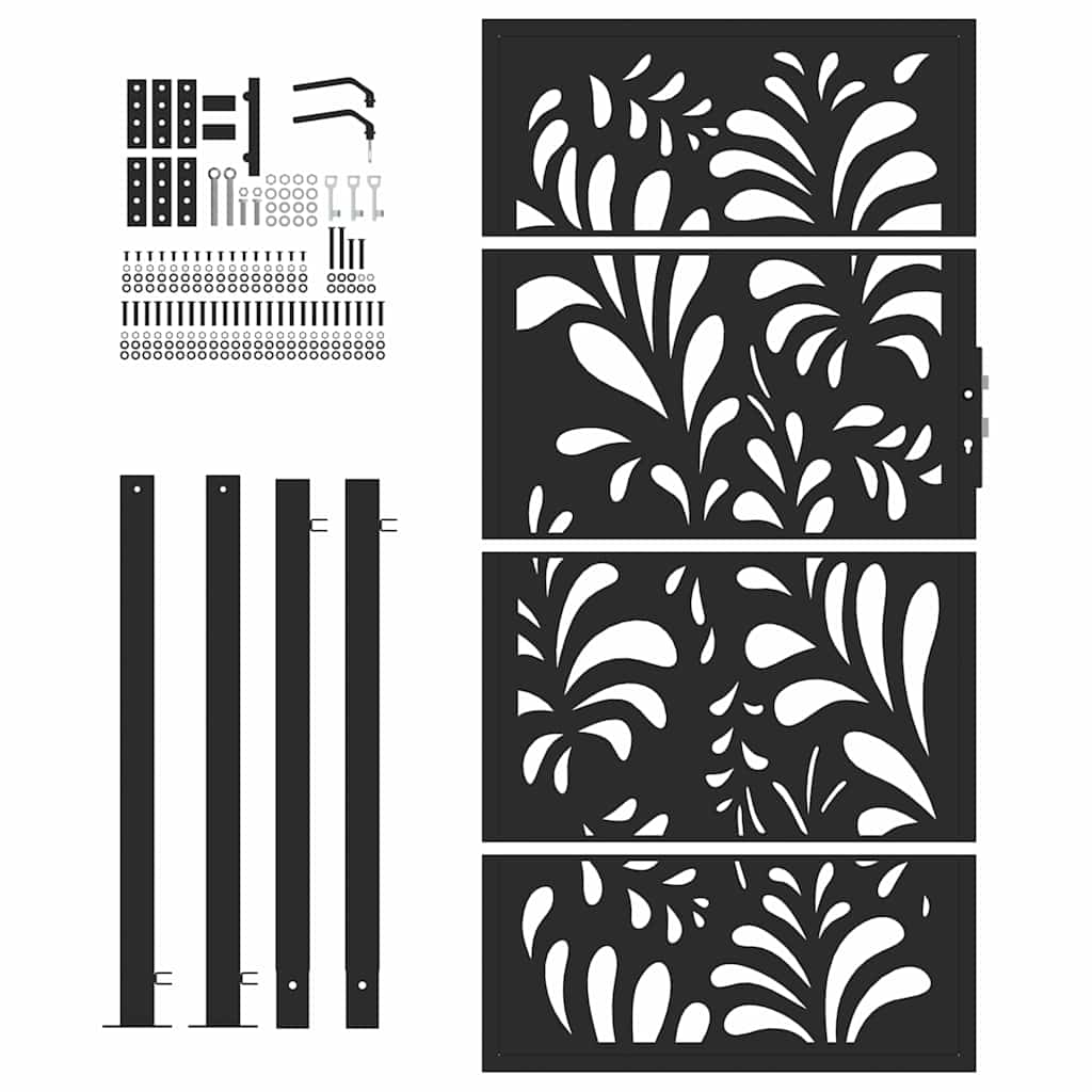 vidaXL Portail de jardin noir 105x180 cm acier conception de vagues