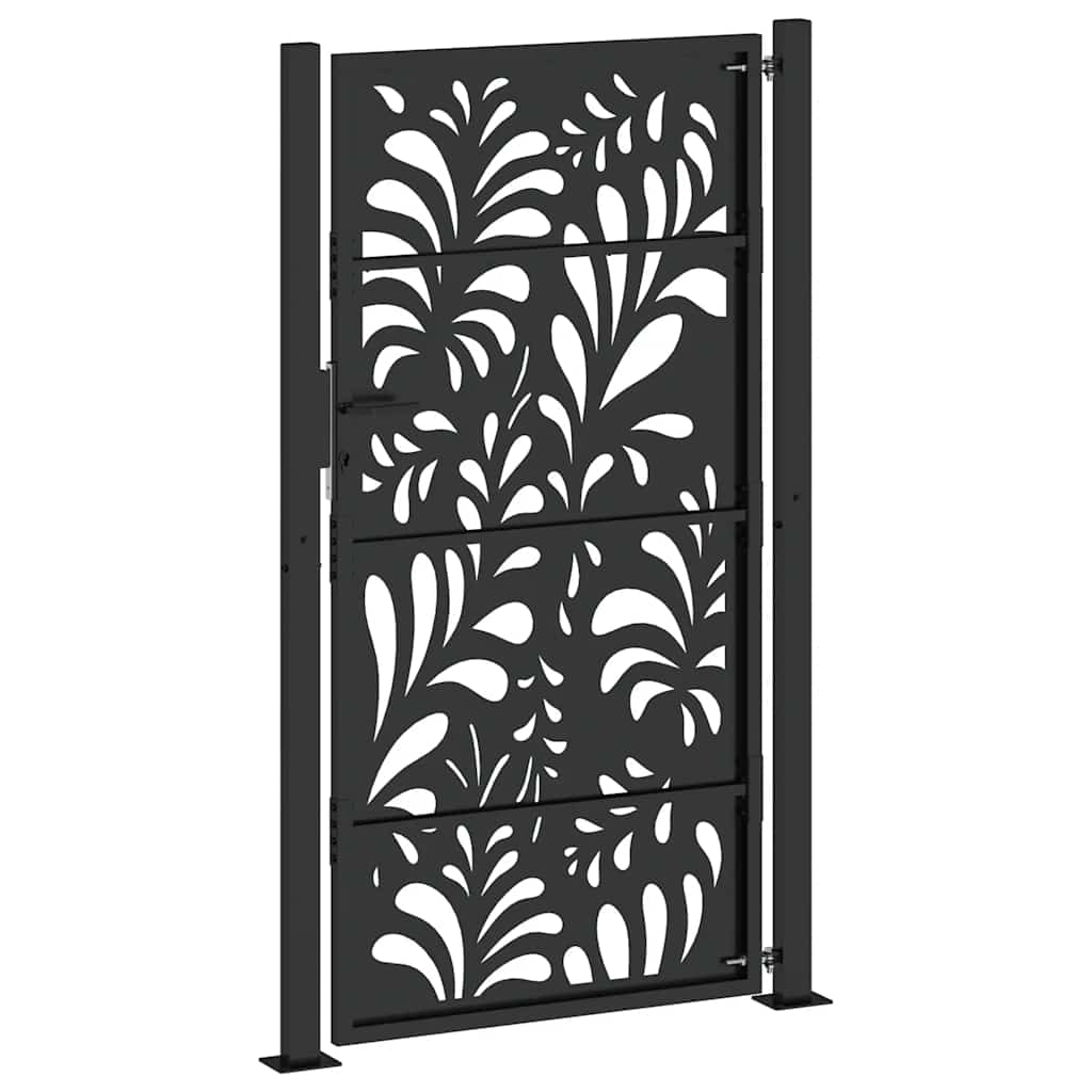 vidaXL Portail de jardin noir 105x180 cm acier conception de vagues