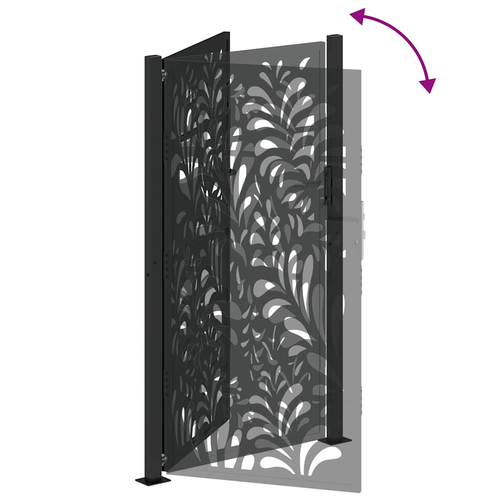 vidaXL Portail de jardin noir 105x180 cm acier conception de vagues
