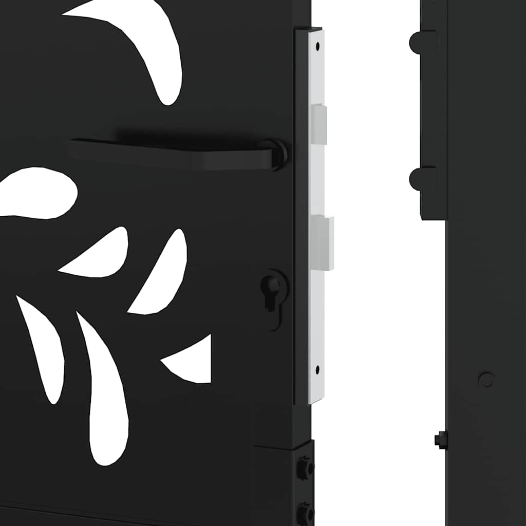 vidaXL Portail de jardin noir 105x180 cm acier conception de vagues