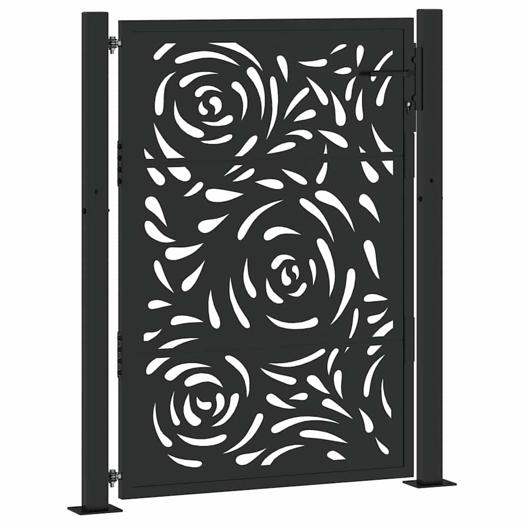 vidaXL Portail de jardin noir 105x130 cm acier conception de flamme