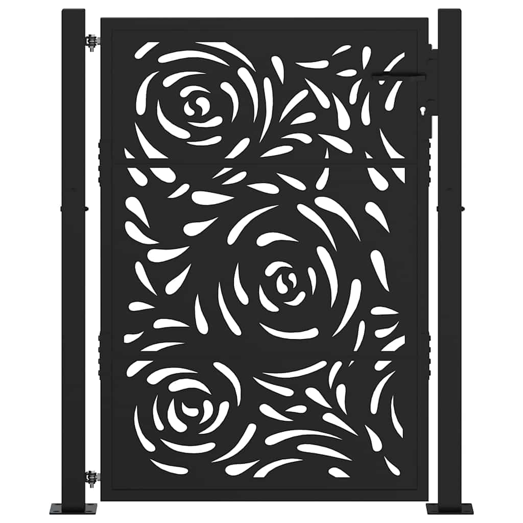 vidaXL Portail de jardin noir 105x130 cm acier conception de flamme