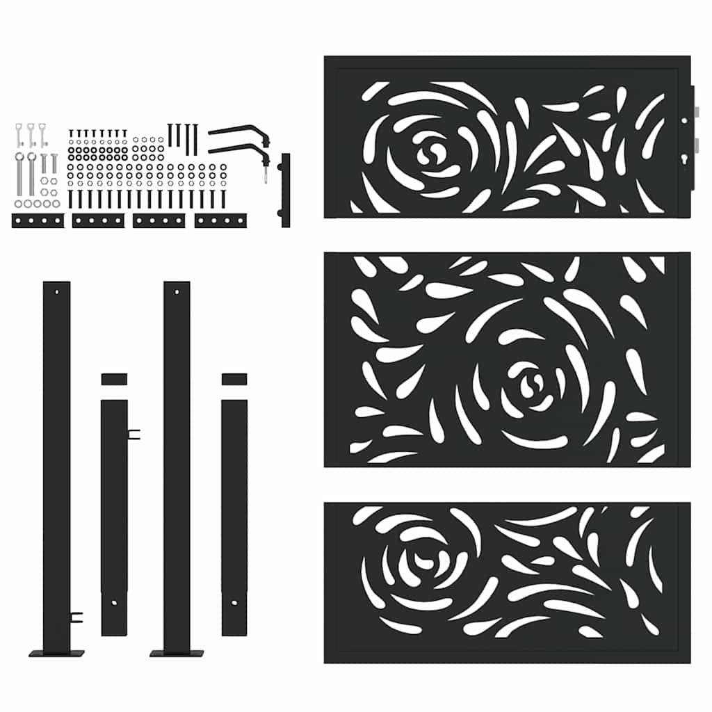 vidaXL Portail de jardin noir 105x130 cm acier conception de flamme