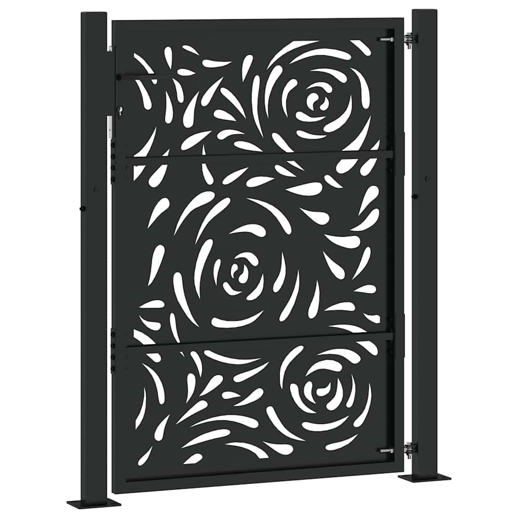 vidaXL Portail de jardin noir 105x130 cm acier conception de flamme