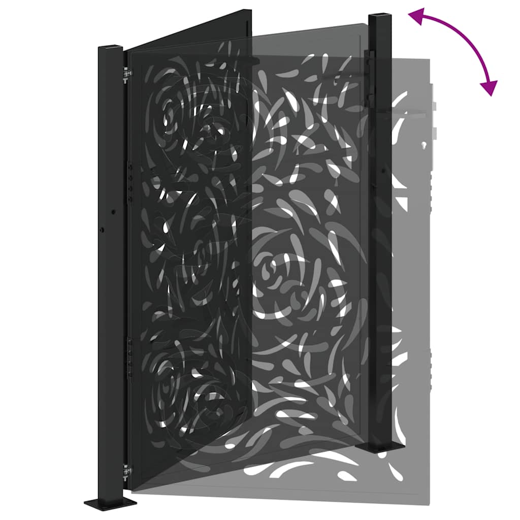 vidaXL Portail de jardin noir 105x130 cm acier conception de flamme