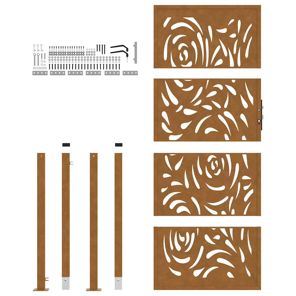 vidaXL Porte de jardin acier résistant aux intempéries design flamme