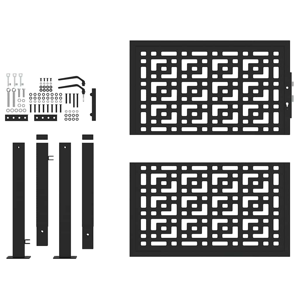 vidaXL Portail de jardin noir 105x105 cm acier conception croisée