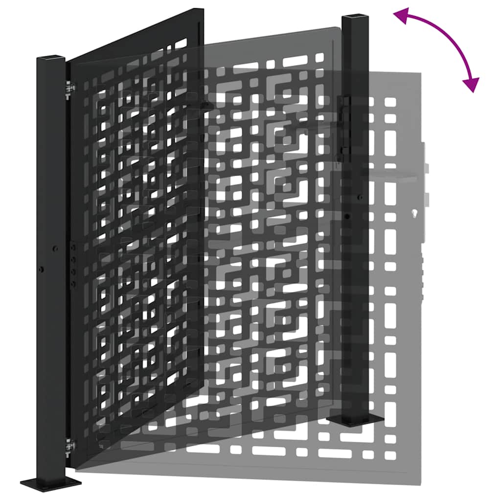 vidaXL Portail de jardin noir 105x105 cm acier conception croisée