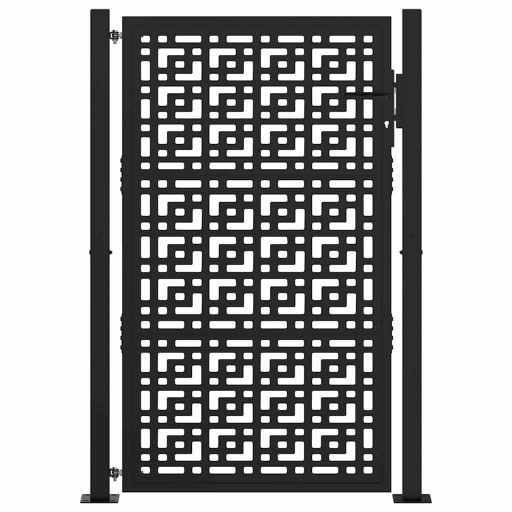 vidaXL Portail de jardin noir 105x155 cm acier conception croisée