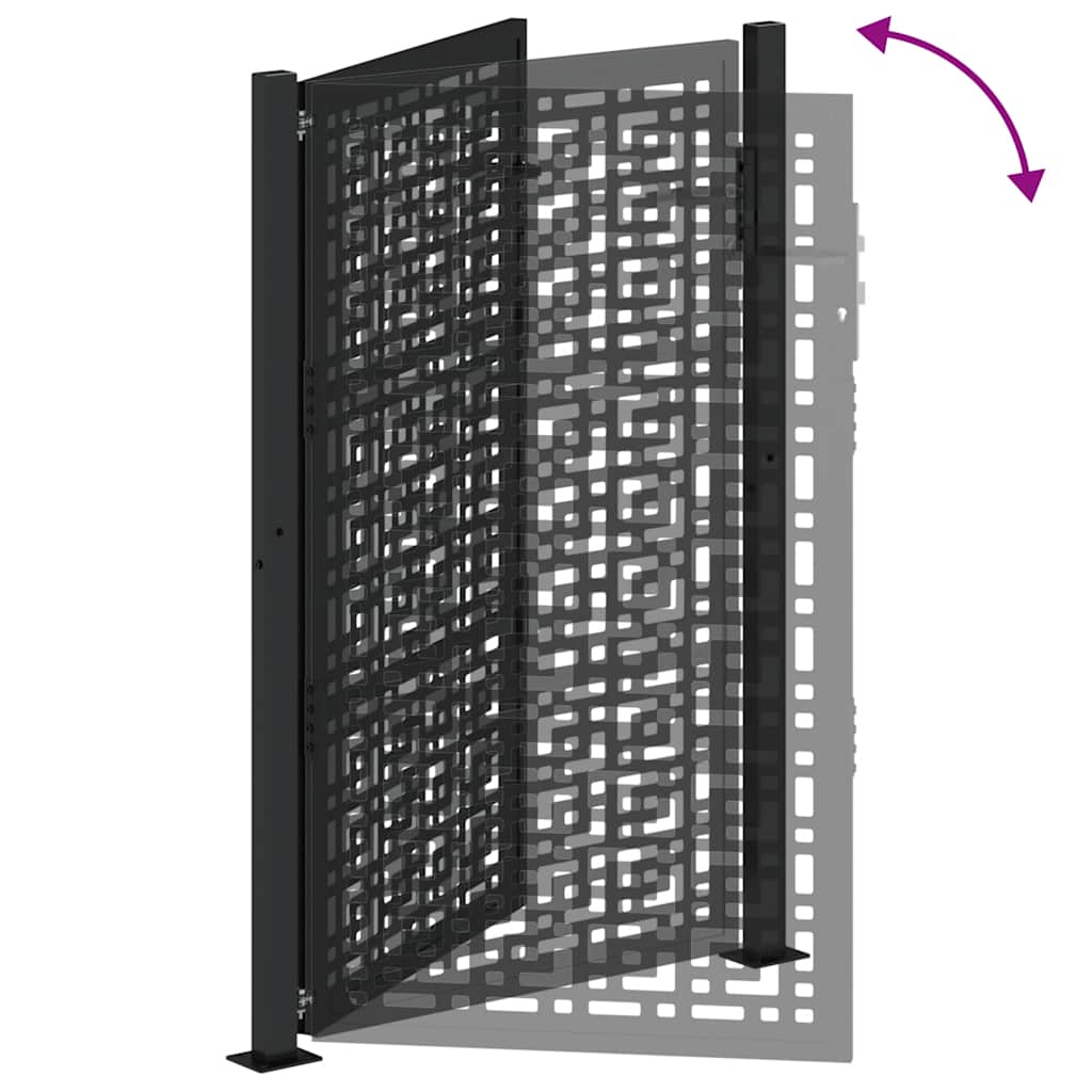 vidaXL Portail de jardin noir 105x155 cm acier conception croisée