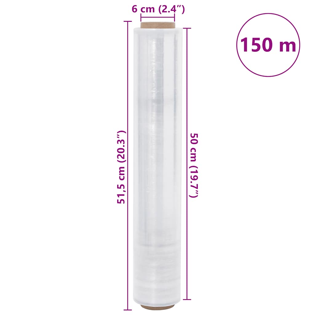 vidaXL Film étirable 2 pcs transparent 20 μm 50 cm x 150 m