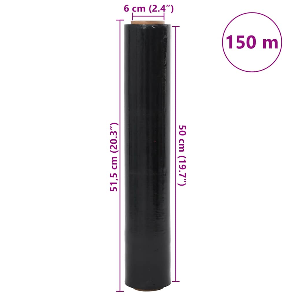 vidaXL Film étirable 2 pcs noir 30 μm 50 cm x 150 m