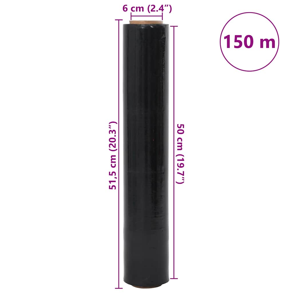 vidaXL Film étirable 6 pcs noir 30 μm 50 cm x 150 m