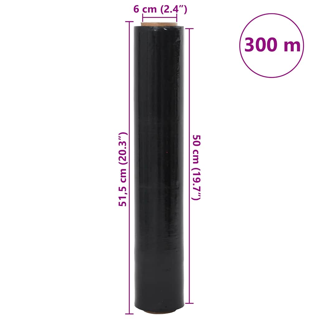 vidaXL Film étirable 2 pcs noir 17 μm 50 cm x 300 m