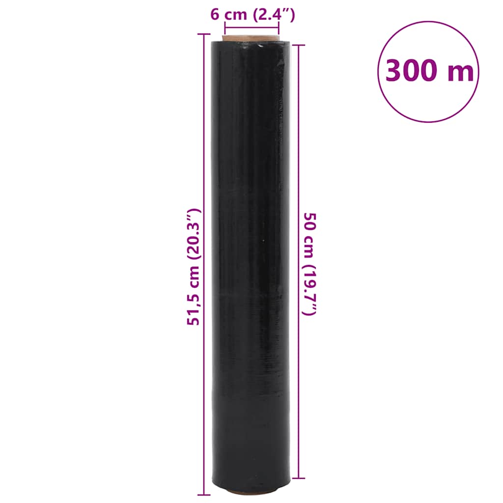 vidaXL Film étirable 6 pcs noir 23 μm 50 cm x 300 m