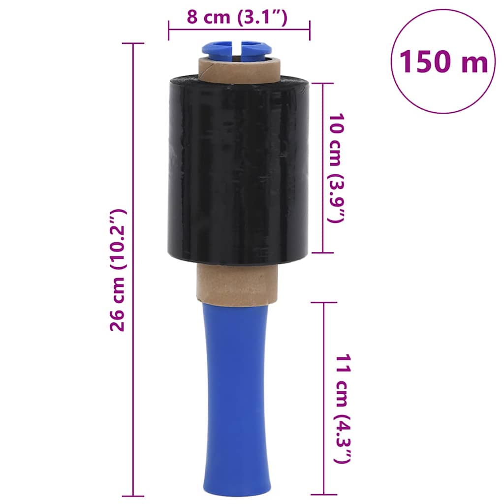 vidaXL Films étirables 50 pcs noir 23 μm 10 cm x 150 m