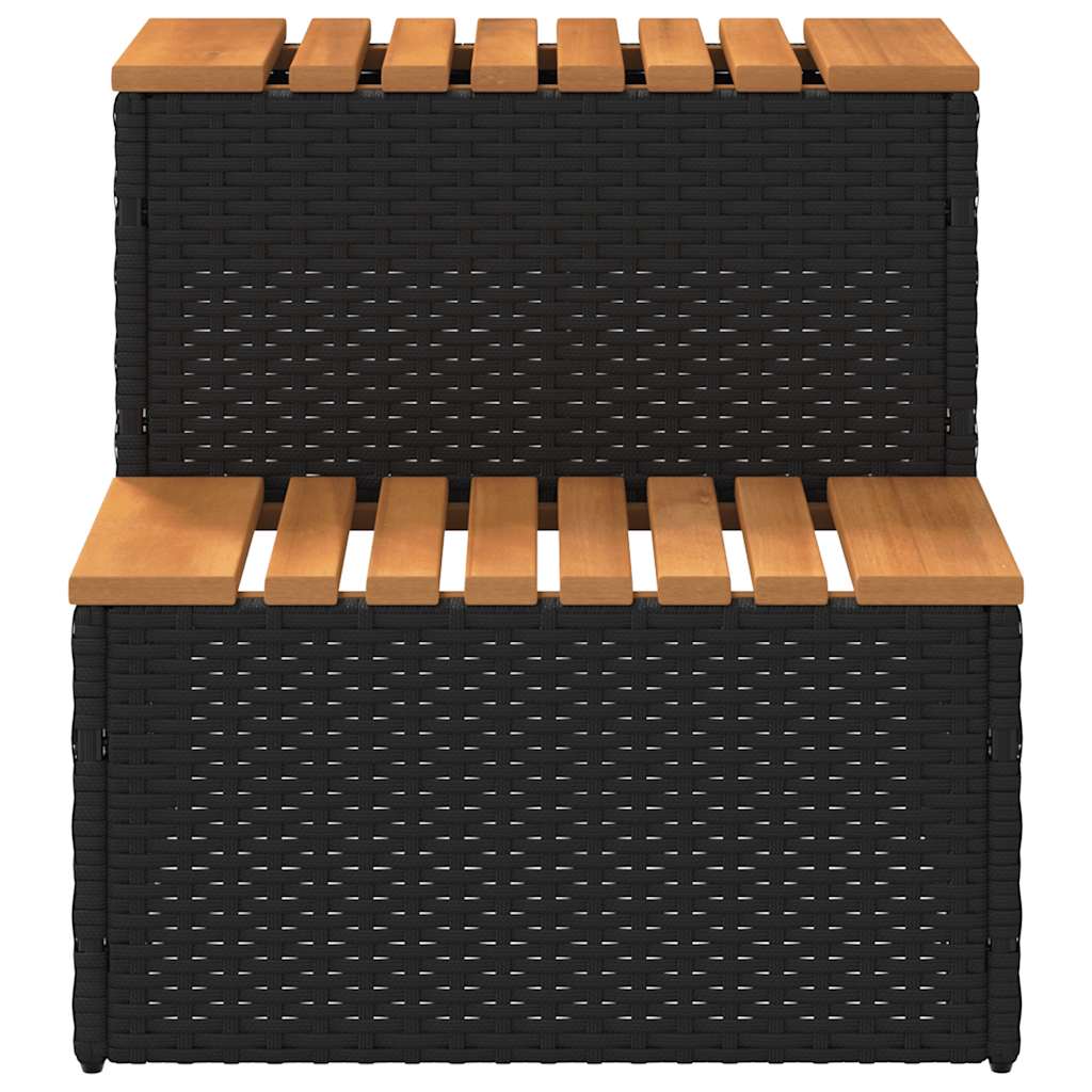 VidaXL Marche bain à remous noir 50x50x50,5cm polyrotin acacia massif