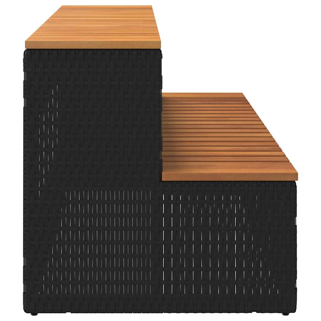 VidaXL Marche bain à remous noir 100x50x50,5cm polyrotin acacia massif
