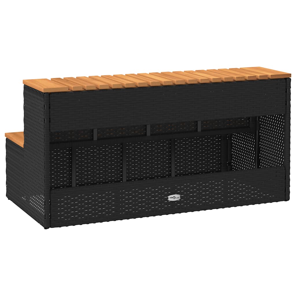 VidaXL Marche bain à remous noir 100x50x50,5cm polyrotin acacia massif