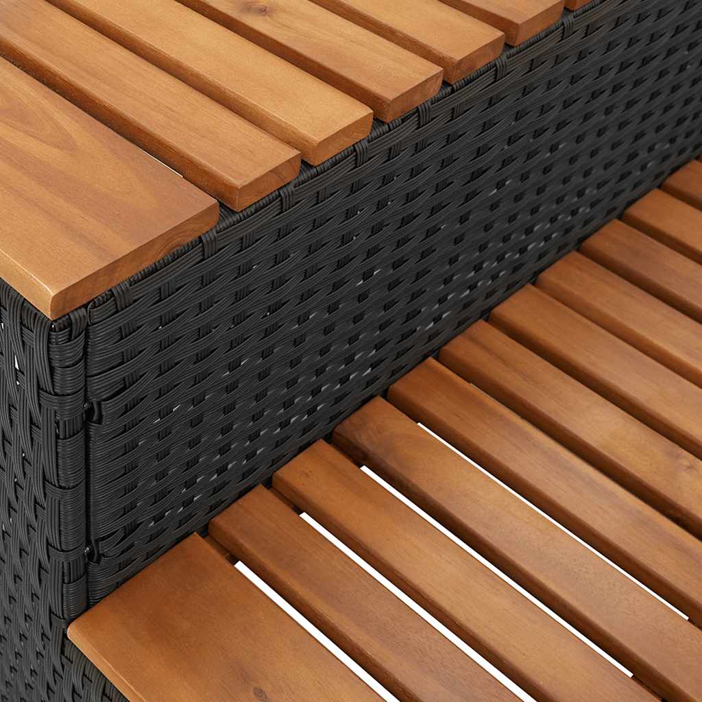 VidaXL Marche bain à remous noir 100x50x50,5cm polyrotin acacia massif