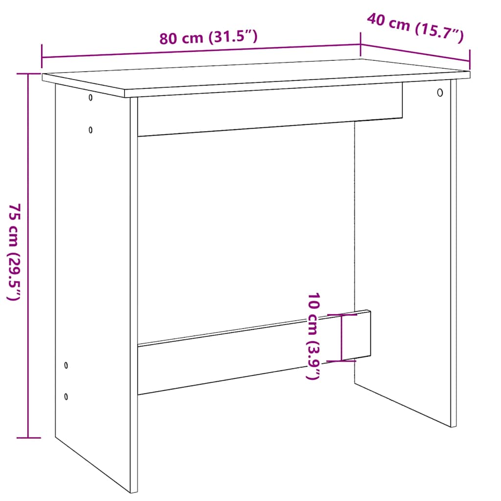 vidaXL Bureau style vieux bois 80x40x75 cm bois d'ingénierie