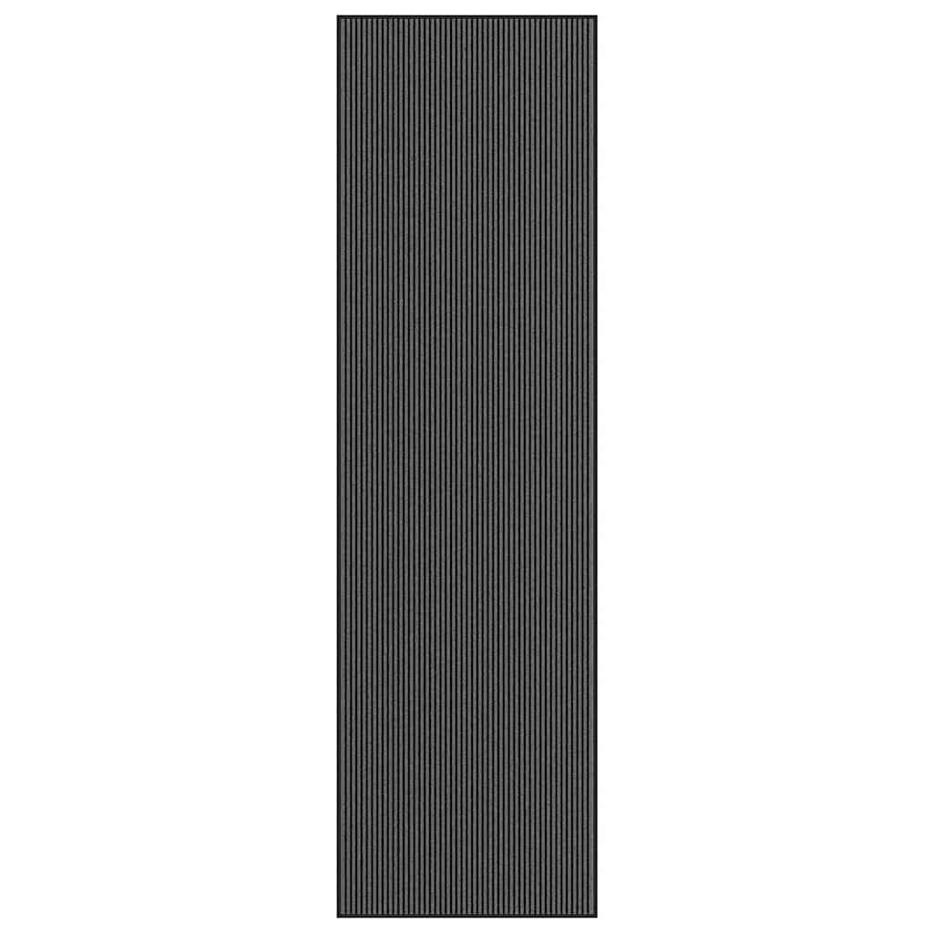 vidaXL Paillasson noir et gris à rayures 115x400 cm