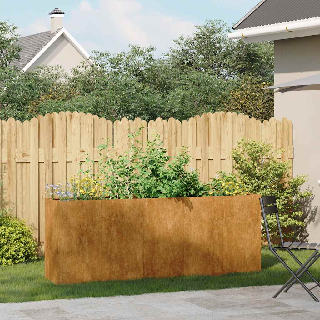 vidaXL Jardinière rouillé 200x40x80 cm acier inoxydable