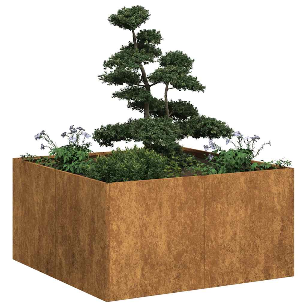 vidaXL Jardinière rouillé 80x80x40 cm acier inoxydable