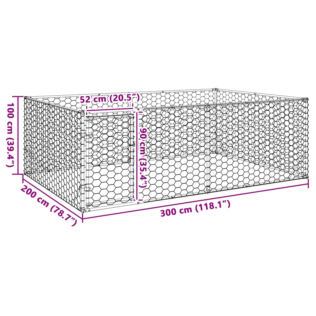 vidaXL Chenil d'extérieur pour chiens porte 3x2x1 m acier galvanisé