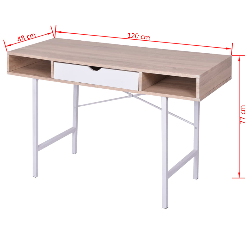 vidaXL Bureau avec 1 compartiment Chêne et blanc