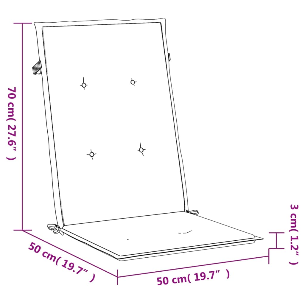 vidaXL Coussins de chaise de jardin à dossier haut lot de 2 gris tissu