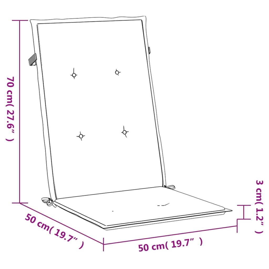 vidaXL Coussins de chaise de jardin à dossier haut lot de 2 vert tissu