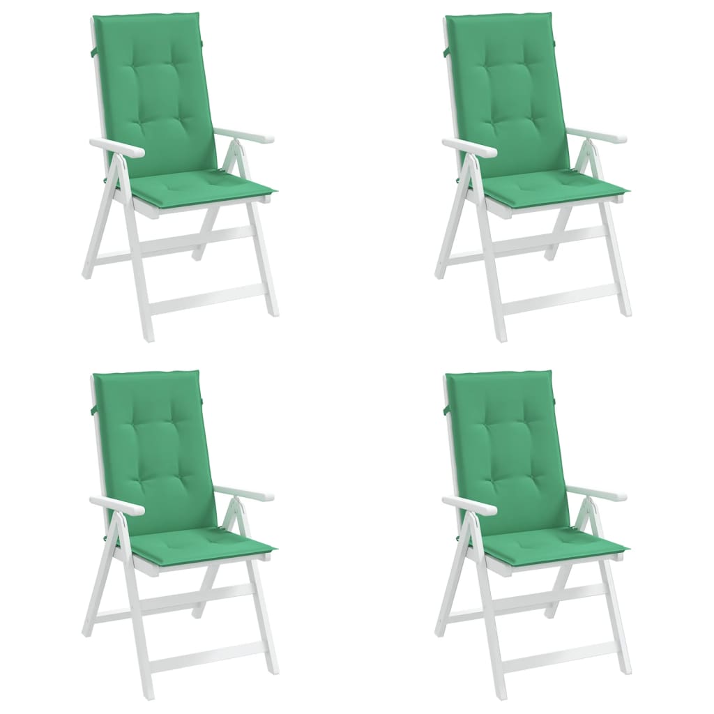 vidaXL Coussins de chaise de jardin à dossier haut lot de 4 vert tissu
