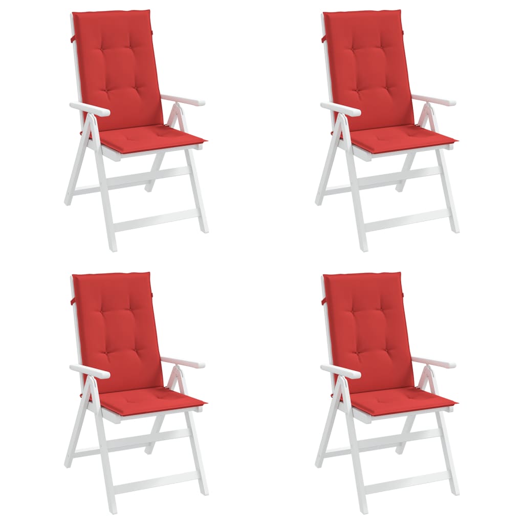 vidaXL Coussins de chaise de jardin dossier haut lot de 4 rouge tissu