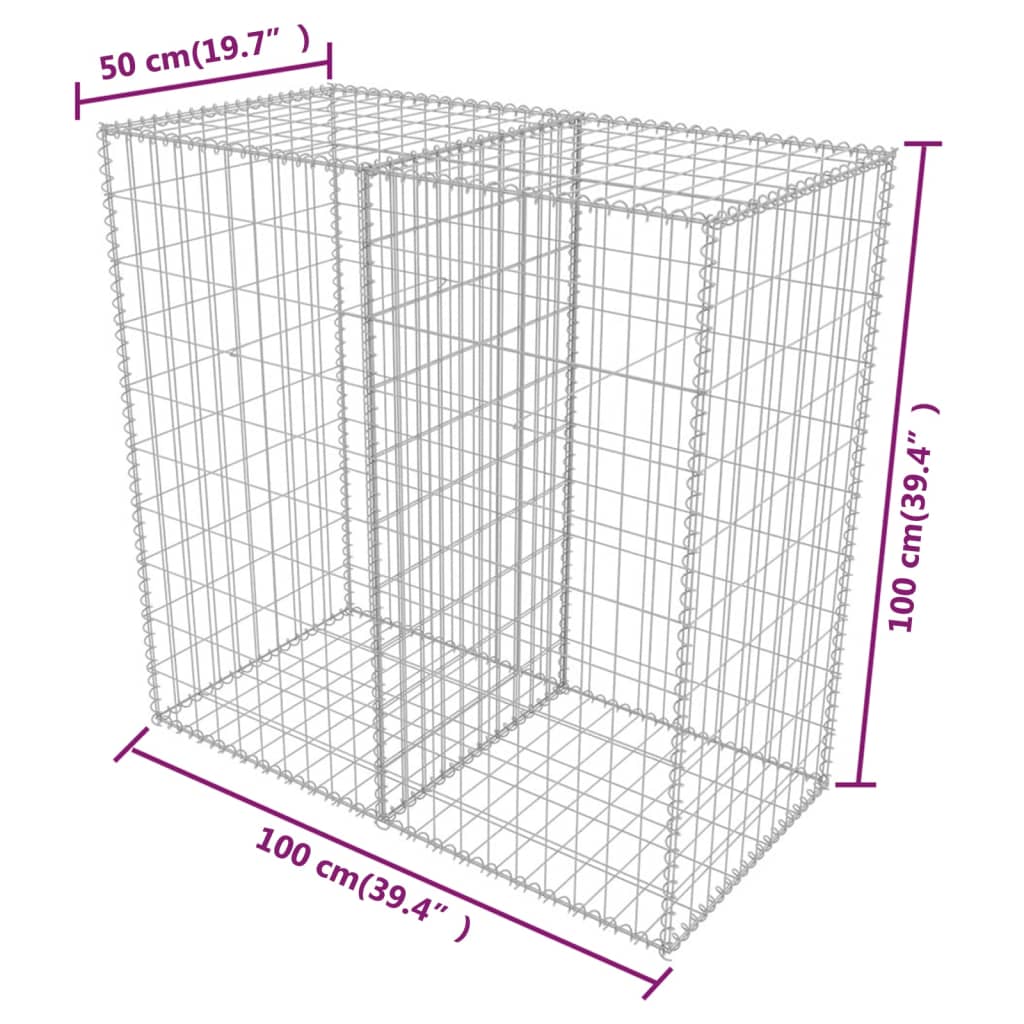 vidaXL Panier de gabion Acier galvanisé 100x50x100 cm