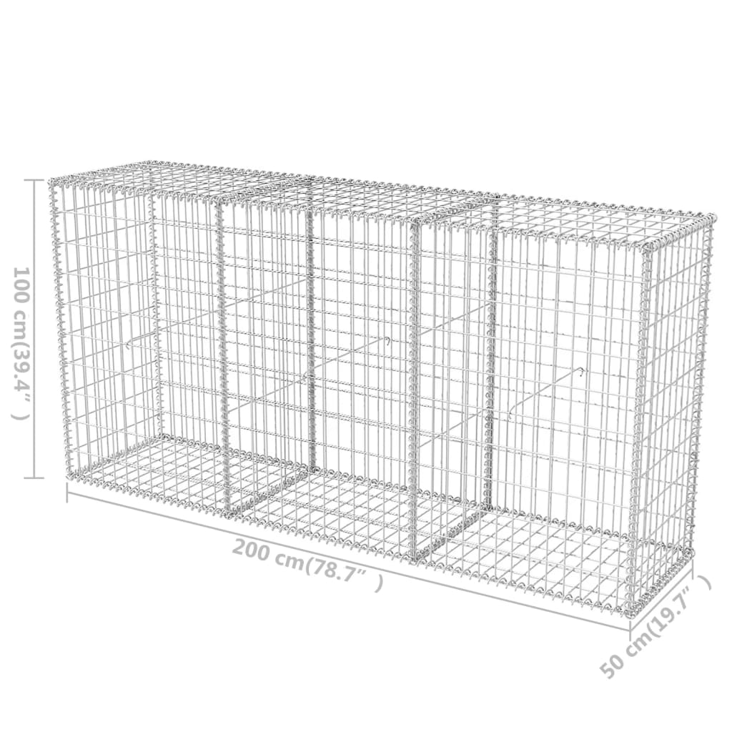 vidaXL Panier de gabion Acier galvanisé 200x50x100 cm