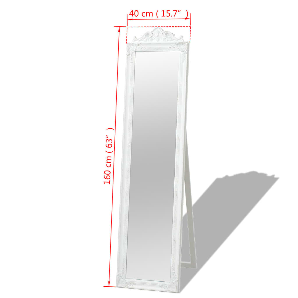 vidaXL Miroir sur pied Style baroque 160x40 cm Blanc
