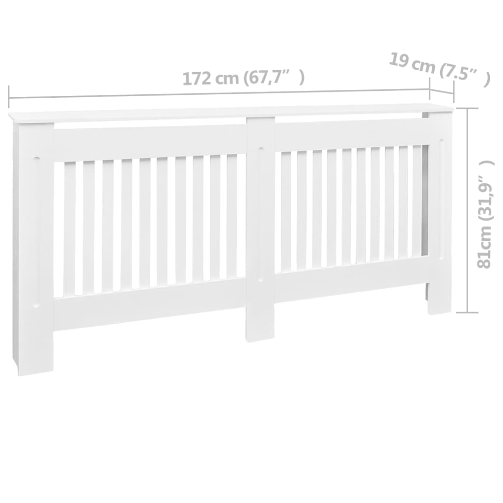 vidaXL Cache-radiateur Blanc MDF 172 cm