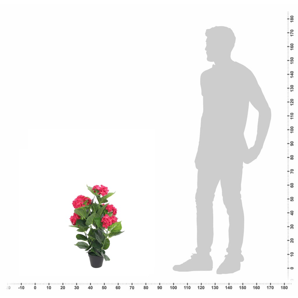 vidaXL Plante hortensia artificielle avec pot 60 cm Rouge