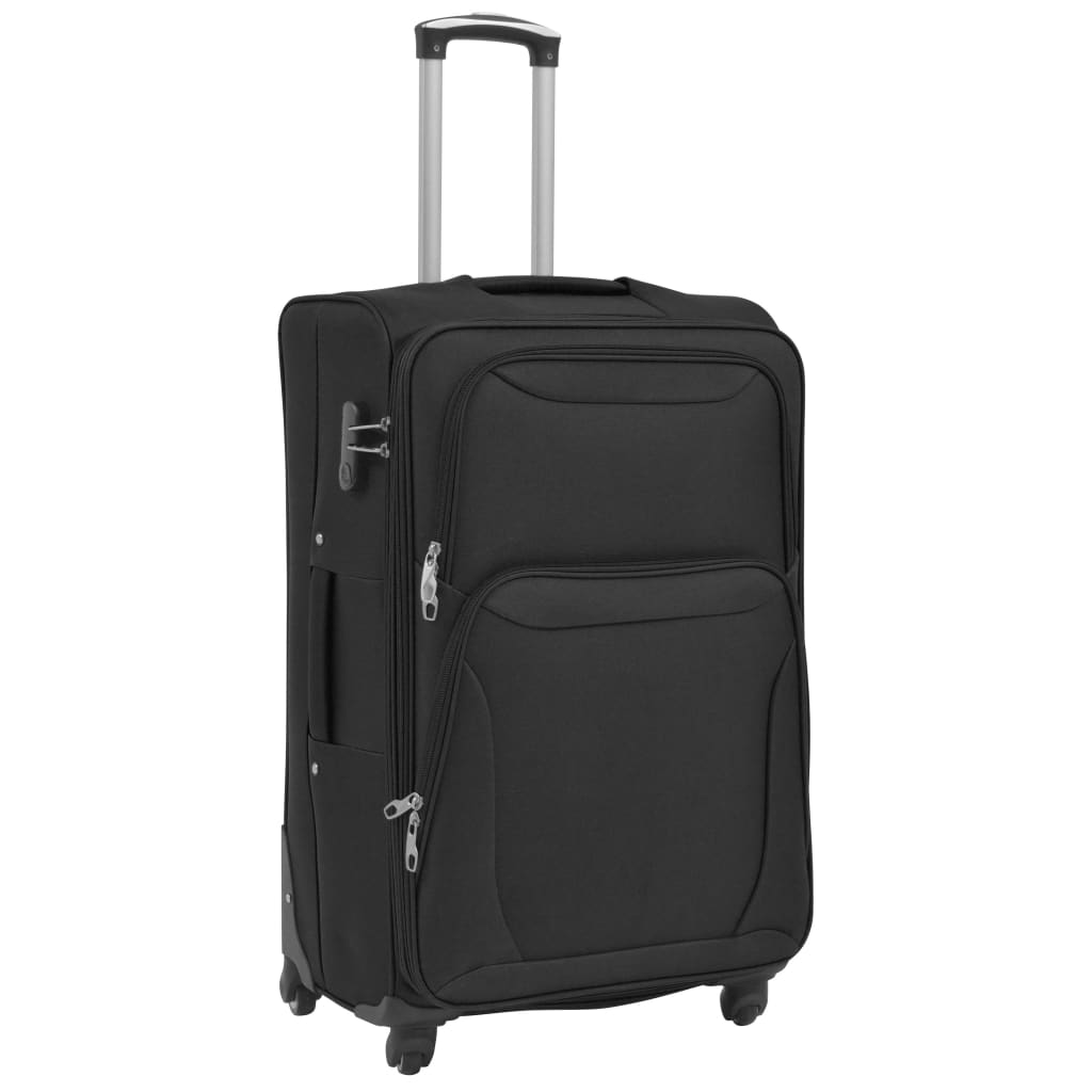 vidaXL Ensemble de valises souples 3 pcs Noir