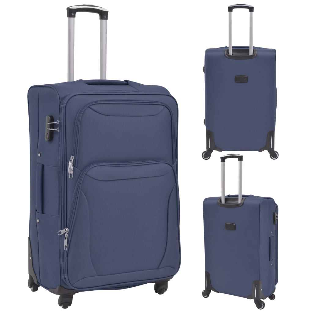 vidaXL Jeu de valises souples 3 pcs Bleu marine